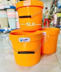 Thùng Bê, Xô Nhựa Vàng 5L Nguyên Ba , Dầy Nặng (2)