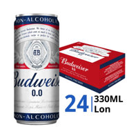 Thùng bia 0.0 Budweiser lon 330ml (24 Lon)