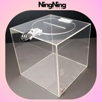 Thùng Bốc Thăm Trúng Thưởng - Hòm phiếu Mica - Thùng Từ Thiện Bằng Mica Tặng Ổ Khóa Số Mini
