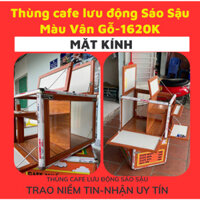 Thùng cafe lưu động xe máy sáo sậu-MẶT KÍNH cường lực-móc thép mạ kẽm
