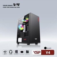 Thùng Case VSP COLOR GAMUT V4 Black/Pink/White/Green (370 x 200 x 450mm, 3 Fan, Kính Cường Lực Hông)