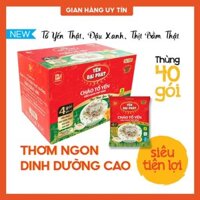 Thùng Cháo Tổ Yến Đậu Xanh Thịt Bằm - Yến Đại Phát (40 gói x 50gram) 4 gói gia vị, ăn liền, tiện lợi, thơm ngon.