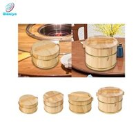 Thùng cơm hấp bằng gỗ blesiya, Bát cơm Sushi, Hộp cơm tròn đa chức năng có nắp cho nhà hàng Món khai vị gia đình