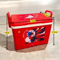 thùng đá 35l, nhựa tý liên, quai thùng có chức năng khoá nắp, nút xả bên hông