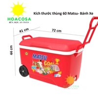 Thùng Đá 60L Matsu Có Bánh Xe, Vòi Xả Nước Nhựa Duy Tân- Tiện Lợi, Giữ Đá Lâu