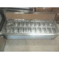 Thùng đá inox 3 lớp giữ lạnh topping, cá viên chiên 16- 20 khay