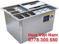 Thùng Đá Inox Âm Bàn Có Khay Topping TD-TP03