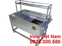 Thùng Đá Inox Có Khay Topping và Kệ Trên TD-TP25