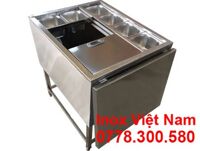 Thùng Đá Inox Khung Chân Có 6 Khay Topping TD-TP27