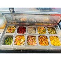 thùng đá inox ướp lạnh chè, topping, nhân bánh mì 10 khay 1/6