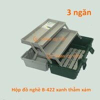 Thùng đồ nghề 3 tầng tự mở 420x200x180mm Buddy B-422 màu xanh thẫm xám, xanh dương xám, đỏ xám