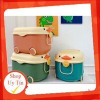Thùng đựng đồ chơi cho bé hình vịt heo có bánh xe