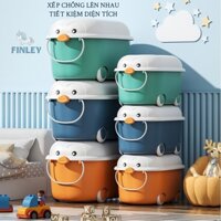 Thùng đựng đồ chơi cho bé, quần áo, thú bông FINLEY SIZE LỚN hình xe ô tô, cánh cụt có bánh xe tiện lợi, bàn chơi lego