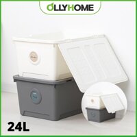 Thùng Đựng Đồ, Combo 2 Thùng Nhựa Đựng Đồ Đa Năng Có Nắp Dung Tích 24L 2 Màu Phong Cách Hàn Quốc Ollyhome ST21