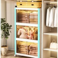 Thùng Đựng Đồ Gấp Gọn 5 Tầng - Tủ Đựng Quần Áo, Đồ Chơi, Sách Vở Đa Năng Gập Gọn, Có Bánh Xe Lớn