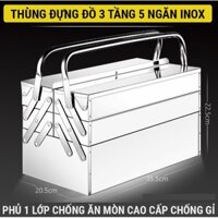 Thùng đựng đồ nghề inox - Thùng đựng đồ 3 tầng 5 ngăn cao cấp