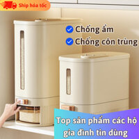 Thùng Đựng Gạo 5kg/10kg TOM&TOM Ấn Nút Để Lấy Gạo, Đóng Mở Nắp Dễ Dàng, Chất Liệu Nhựa PP An Toàn Sử Dụng