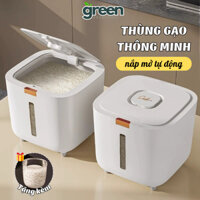 Thùng Đựng Gạo Thông Minh 5kg 10kg 15kg Nắp Mở Tự Động, Thùng Gạo Cỡ Lớn Chống Côn Trùng, Chống Ẩm