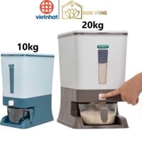 Thùng đựng gạo thông minh HOKORI nhựa VIỆT NHẬT cao cấp - 10kg, 20kg, ca đong, ấn nút lấy gạo 5338/9