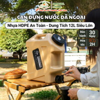 Thùng đựng nước camping di động dung tích 12L, Can chứa nước có vòi cắm trại dã ngoại tiện lợi