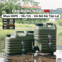 Thùng Đựng Nước Dã Ngoại 12L - 18L Chất Liệu Bền Gấp Gọn, Can Đựng Nước Tiện Dụng Cắm Trại, Picnic