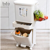 Thùng đựng rác BDO hai tầng sức chứa lớn phân ngăn ướt và khô có bàn đạp cho nhà bếp