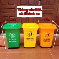 Thùng đựng rác nhựa, sọt rác nhựa 30 lít - Xanh, Vàng, Cam, thùng rác gia đình, thùng rác công cộng