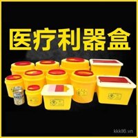 Thùng đựng vật sắc nhọn y tế, thùng đựng vật sắc nhọn dùng một lần, thùng rác y tế hình tròn và vuông màu vàng cho bệnh viện và phòng khám