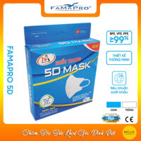 THÙNG - FAMAPRO 5D MASK Khẩu trang y tế kháng khuẩn 3 lớp Famapro 5D Mask quai chun 100 hộpthùng - HỘP - TRẮNG