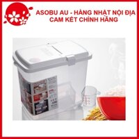 Thùng gạo 10kg nắp bật có bánh xe và ca đong Nội địa Nhật Bản