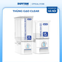 Thùng gạo Clear 15kg, 25kg DUY TÂN nhựa PP, chất liệu an toàn, thiết kế đo lường thông minh, ngăn ẩm mốc