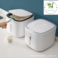 Thùng gạo vuông 5kg và 10kg có nút ấn tự động mở nắp, thùng đựng gạo thông minh