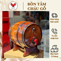 Thùng gỗ đựng rượu vang ⚡ SIÊU ĐẸP ⚡ Bom đựng rượu dung tích 5L, bom đựng rượu vang gỗ thông kèm túi đựng sang trọng