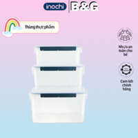Thùng hộp đựng thực phẩm inochi chất liệu nhựa PP an toàn, thiết kế nắp quai cài tránh côn trùng, ẩm mốc
