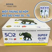 Thùng keo 502 con voi keo dán sắt 50 hộp dung tích 3gr 7gr nhỏ gọn