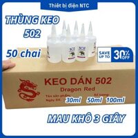 Thùng keo 502 con voi loại tốt, keo dán sắt dính chắc dung tích 30-50-100gr (50 chai)