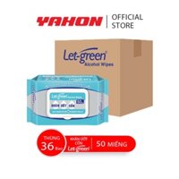 Thùng Khăn Giấy Ướt Có Cồn LET-GREEN Diệt Khuẩn, 50 Miếng/Bao, 36 Bao/Thùng