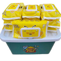 THÙNG KHĂN ƯỚT CON ONG VÀNG CON VỊT VÀNG ( THÙNG NHỰA + 10 GÓI )