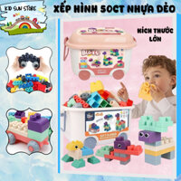 Thùng lắp ghép xếp hình cho bé thỏa sức sáng tạo 50 chi tiết nhựa dẻo, đồ chơi an toàn cho bé trên 1 tuổi