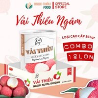 Thùng lớn tiết kiệm 12 lon vải ngâm nước đường Cao Cấp Quả To Cát Long 565gr