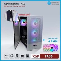 Thùng máy tính Case VSP FA06 [TRẮNG] Kèm 4 Fan LED | Kính cường lực (ITX, M-ATX, ATX)