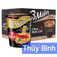 Thùng mì 24 ly 3 Miền Gold Tôm Chua Cay