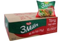 Thùng mì 3 Miền Bò sợi phở (30 gói)