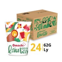 Thùng mì lẩu cầm tay ngao nấm rong biển Omachi ly 62g (24 Ly)