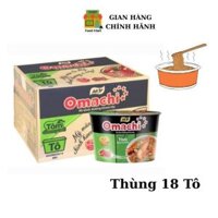 Thùng mì Mì tô Omachi xốt bò hầm 92g ( 18Tô) Vị Sườn- Vị Bò -Vị Tôm Càng