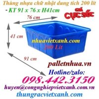 Thùng nhựa chữ nhật 200 lít