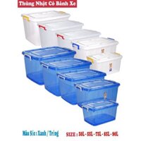 THÙNG NHỰA CHỮ NHẬT ĐỰNG ĐỒ 30l- 55l- 75l- 85l- 90l VIỆT NHẬT CÓ QUAI KHÓA NẮP VÀ BÁNH XE DI CHUYỂN DỄ DÀNG