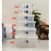 Thùng nhựa chữ nhật Duy Tân đa năng 90L - No.1244, có nắp đậy, nhựa trong - Hàng chính hãng