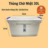 Thùng nhựa có nắp đựng đồ có bánh xe Việt Nhật. 30l: 52 x 32 x 27 (cm)/ 55l: 60,5 x 42,5 x 31,5 cm)