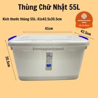 Thùng nhựa có nắp đựng đồ có bánh xe Việt Nhật. 30l: 52 x 32 x 27 (cm)/ 55l: 60,5 x 42,5 x 31,5 cm)